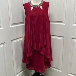 TS Couture Sheath Chiffon Sleeveless Midi Dress Size 14 NWT